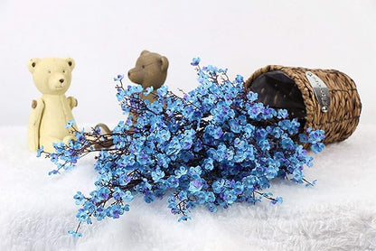 JAKY-Global Babys Breath Fabric Cloth Artificial Flowers 6 Bundle European Fake Silk Plants Decor Wedding Party Decoration Bouquets Real Touch DIY Home Garden(Blue)