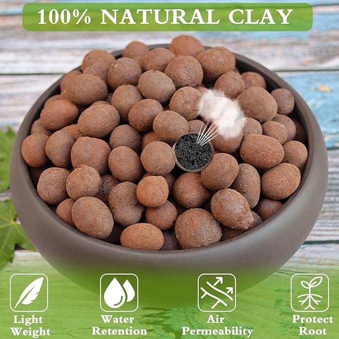 Halatool 10LB Leca Clay Pebbles for Plants 4mm-16mm Clay Balls 100% Natural Hydroton Leca Balls for Indoor Plants Hydroponic Growing Gardening Orchids Drainage Decoration Aquaponics-Mewly Pet