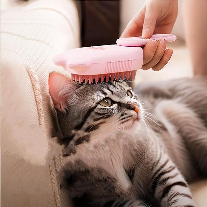 Pet Grooming Brushm,Cat Brush,3 In1 Spray Cat BrushSelf-Cleaning Wet Dog Comb with USB Rechargeable & Water Tank,Suitable for Dogs,Cats to Reduces Flying Hair (Pink)-Mewly Pet