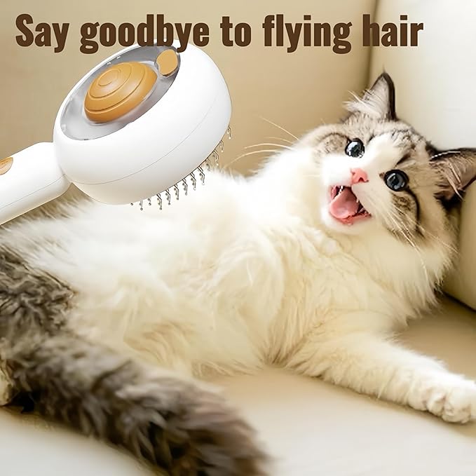 Cat steam brush for indoor cats features blue light technology,combining a dog steam brushes,ideal for the pets steam brushes for dogs and cats,and pet spray hair removal comb user GREY-Mewly Pet