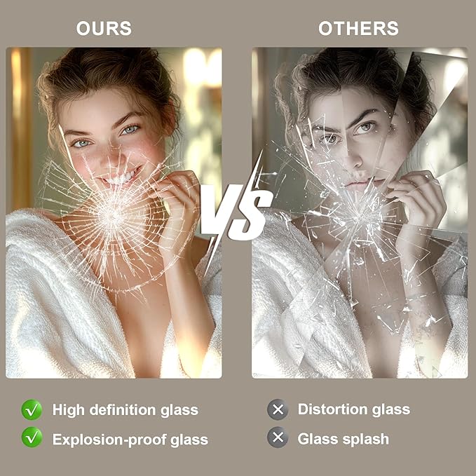 24x32 LED Bathroom Mirror with Lights, Brighter Backlit + Front Lit, Tempered Glass, Dimmable, Multiple Light Modes, Anti-Fog Lighted Bathroom Vanity Mirror for Wall, Memory Function