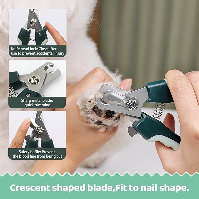 8-in-1 Pet Grooming Kit for Dogs & Cats - Includes Slicker Brush, Nail Clippers, Comb, Scissors, Toothbrush & Collapsible Bowl - Deshedding, Hair Trimming & Care Set, Travel Bag-Mewly Pet