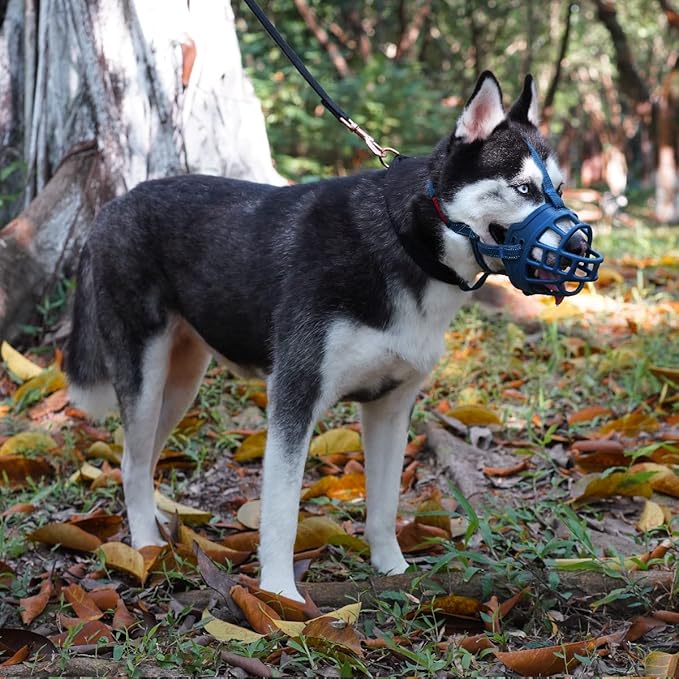 BARKLESS Dog Muzzle, Soft Basket Silicone Muzzle for Dogs to Prevent Biting and Chewing, Breathable Cage Mouth Cover for Training, Allows Drinking and Panting, Used with Collar-Mewly Pet