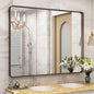 48x40 Bronze Bathroom Mirror, Brushed Bronze Metal Frame Mirrors for Wall, Rounded Rectangle Bronze Mirror for Vanity,Farmhouse, Bedroom, Anti-Rust (Horizontal/Vertical)