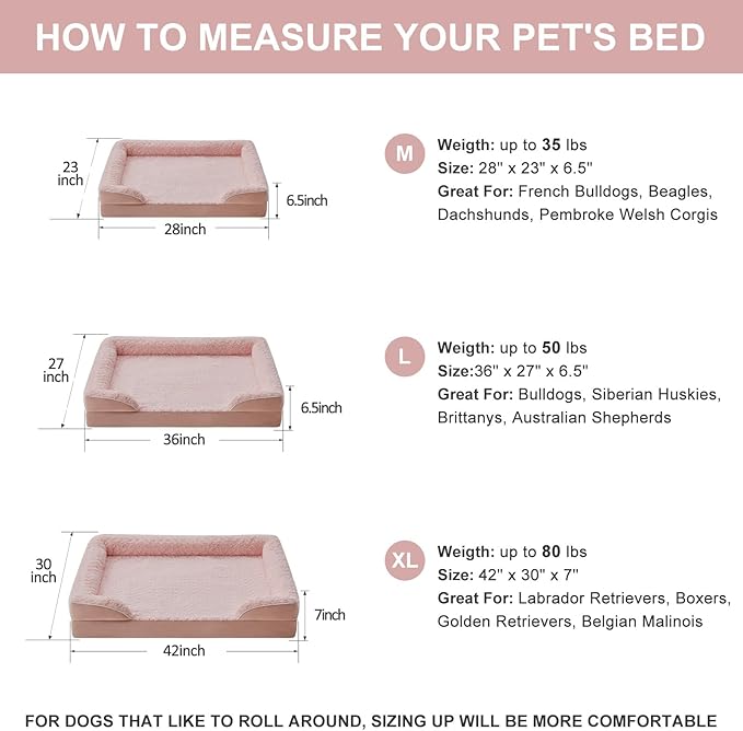 WNPETHOME Dog Beds for Large Sized Dogs, Washable Orthopedic Dog Couch Sofa Bed with Waterproof Lining & Non-Skid Bottom for Pet Sleeping-Mewly Pet