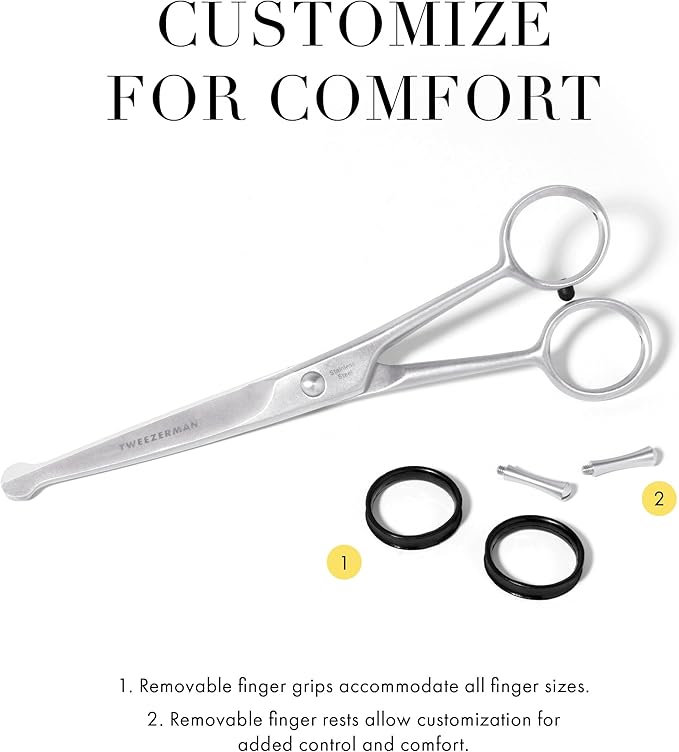 Tweezerman 7" Pet Grooming Scissors with Safety Round Tips, Professional Curved Grooming Shears for Dogs and Cats-Mewly Pet