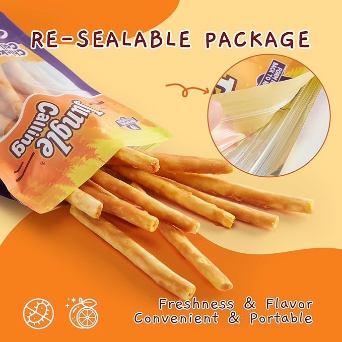 Jungle Calling Dog Treats, Chicken Beef Collagen Sticks, Chew Bones Treat for Small Medium Breed Moderate Chewers, Bully Stick, Long Lasting High Protein Easy to Digest, 5 Inch 10.6 oz-Mewly Pet