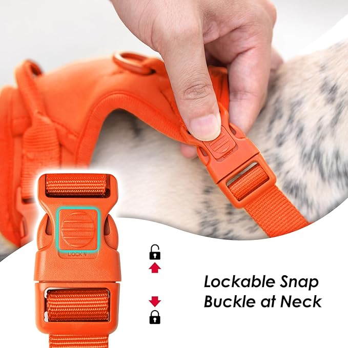 No Pull Dog Harness, Puppy Vest with Front Clip for Small Medium Large Sized Dog(Orange,L)-Mewly Pet