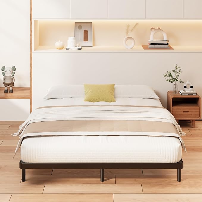 1.6 Inch King Box Spring Low Profile Heavy Duty Metal King Size Box Spring Bed Base Bunkie Board, Sturdy Mattress Foundation, Easy Assembly, Noise Free, Black