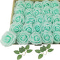 Artificial Rose Flowers 25pcs, Cyan Foam Fake Rose Faux Flower for Wedding Bouquets Bridal Shower Centerpieces Floral Arrangements Home Decorations Party Backdrops Table