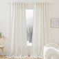 RYB HOME 108 inch Curtains - Flax Linen Blend Semi Sheer Light Glare Filtering Extra Long Drapes for Living Room Dining Doorway Farmhouse Office Sunroom, Linen, Wide 52" by Long 108", 2 Panels