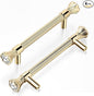 4 Pack Kitchen Cabinet Handles Gold, Crystal Dresser Drawer Pulls, Modern Bathroom Cabinet Handles, Kitchen Hardware for cabinets, Zinc Alloy Pull, 5.7 Inch Length, 4.1 Inch Hole Center