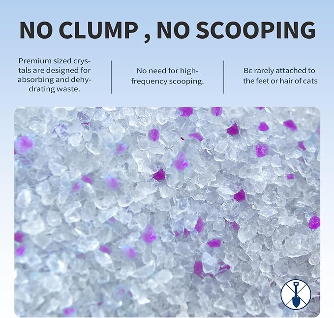 Cat Litter Crystals No Clumping Odor Control Kitty Litter Non-Clumping No scooping Low Dust, Low Tracking, Dehydrates Waste Lavender - 8.6 lbs (2 x 4.3 lb Packs)-Mewly Pet