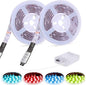 RGB Led Lights Strip Battery Operated 3 Keys Controller Battery Led Lights Strip Waterproof Color Changing Led Lights TV DIY LED Tape Lights 6.56ft 2Pack