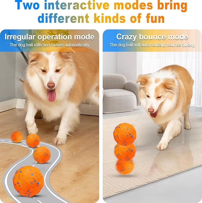 Interactive Dog Toys Ball, Automatic Moving, Bouncing Chew Toys, E-TPU Material, Suitable for Large and Medium-Sized Dogs, Used for Boredom Relief and Daily Training, USB Rechargeable-Mewly Pet