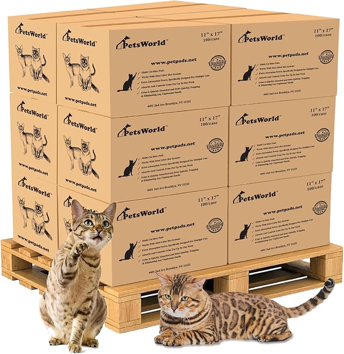 PETSWORLD Multi Cat Pad Refills for Cats Breeze Litter System, Ultra-Absorbent, Quick Dry - (1200 Count, Unscented)-Mewly Pet