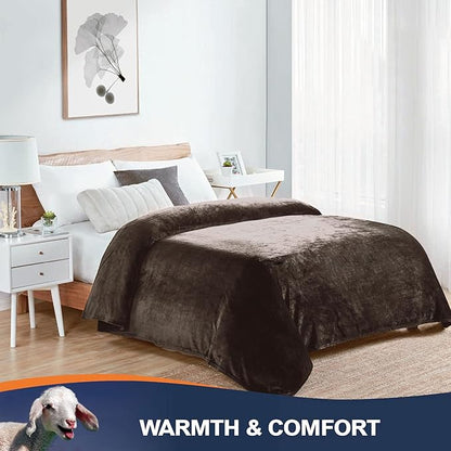 Walensee Fleece Blanket Plush Throw Fuzzy Lightweight (Throw Size 50x60 Brown) Super Soft Microfiber Flannel Blankets for Couch, Bed, Sofa Ultra Luxurious Warm and Cozy for All Seasons