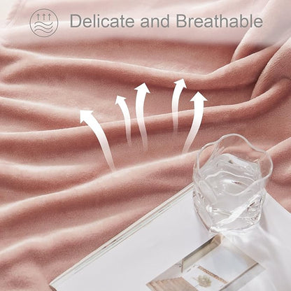 Exclusivo Mezcla Fleece Blanket Twin Size for Bed, Super Soft and Warm, All Season Use, Cozy, Plush, Lightweight, 90x66 Inches, Dusty Pink