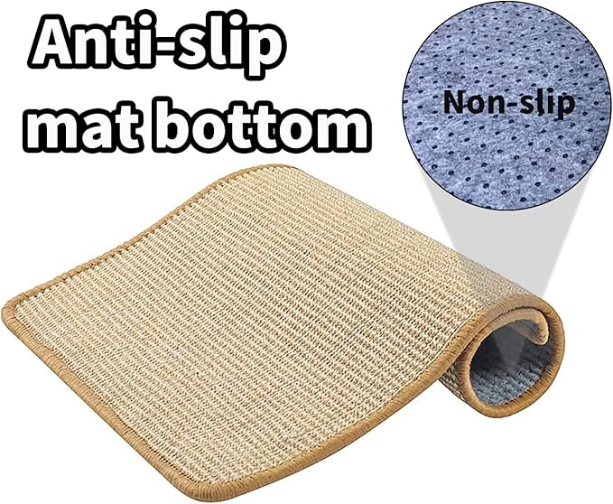 PODOO Bunny Scratch Pads, Sisal Rabbit Scratching Pad, Natural Rabbit Resting Mats for Cages, Forage Grass Mat Indoor Essentials Accessories for Guinea Pig Cat (4Pcs, 15.7x11.8 inches)-Mewly Pet