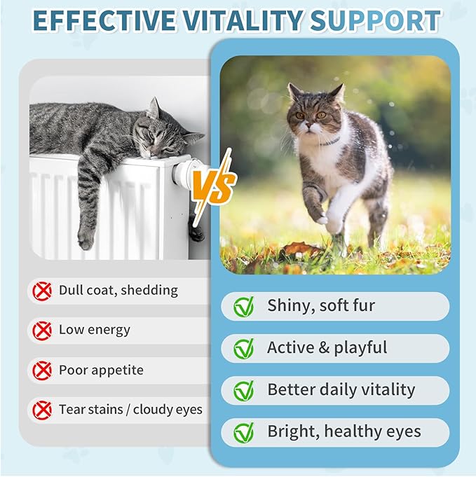 Cat Multivitamin, Crunchy & Creamy Cheese Chew– Supports Energy and Skin & Coat – with Taurine, B-Complex, Zinc Methionine & Selenium Yeast – Daily Health Supplement for Cats of All Ages (500 Chew)-Mewly Pet