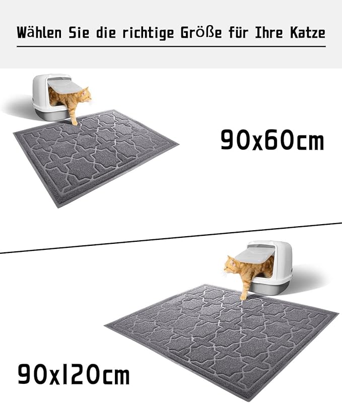 Yimobra Cat Litter Mat, 35.4"x23.6" Litter Box Mat with Litter Lock Mesh, Soft Cat Litter Mat Litter Trapping Mat, Easy to Clean, Non-Slip, Water Resistant, Litter Free Floors, Dark Grey-Mewly Pet