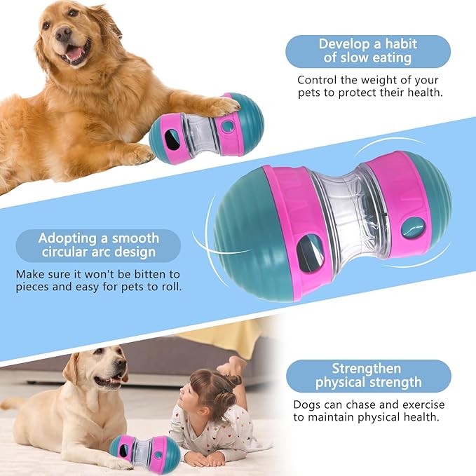 Interactive Dog Toys to Keep Them Busy, Puppy Puzzle Adjustable Food Dispenser Slow Feeder, Enrichment Treat Dispensing Toy Ball for Large/Medium/Small Breed Dogs Pet Gift, Purple-Mewly Pet