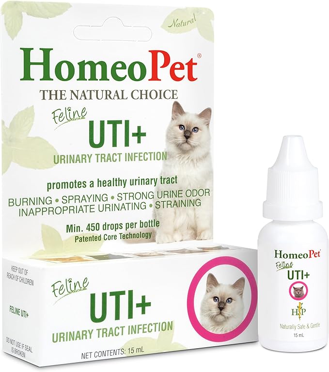 HomeoPet Feline UTI Plus, Safe and Natural Urinary Tract Supplement for Cats, Feline Urinary Tract Support, 15 Milliliters-Mewly Pet