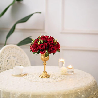 BLOSMON Flower Balls Wedding Rose Centerpieces: 6 Pcs Crimson Fake Flowers Kissing Balls Decor Artificial Floral Arrangements Flower Bouquet of Roses Home Party Table DIY Decorations