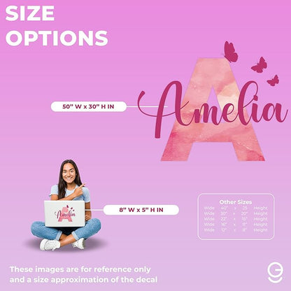 Custom Stickers Name Wall Decor I Personalized Name Sign for Room Decor | Multiple Custom Name & Initial I Decal for Baby Girl Nursery Decor I Nursery Wall Decal for Baby (C. Pink Sky)