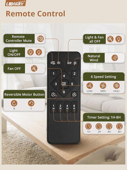 LEDIARY Ceiling Fans With Lights Remote Control, 22 Inch Farmhouse Caged Flush Mount Ceiling Fan Low Profile, Small Industrial Rustic Quiet Ceiling Fan With Remote For Bedroom, Kitchen, Indoor Home