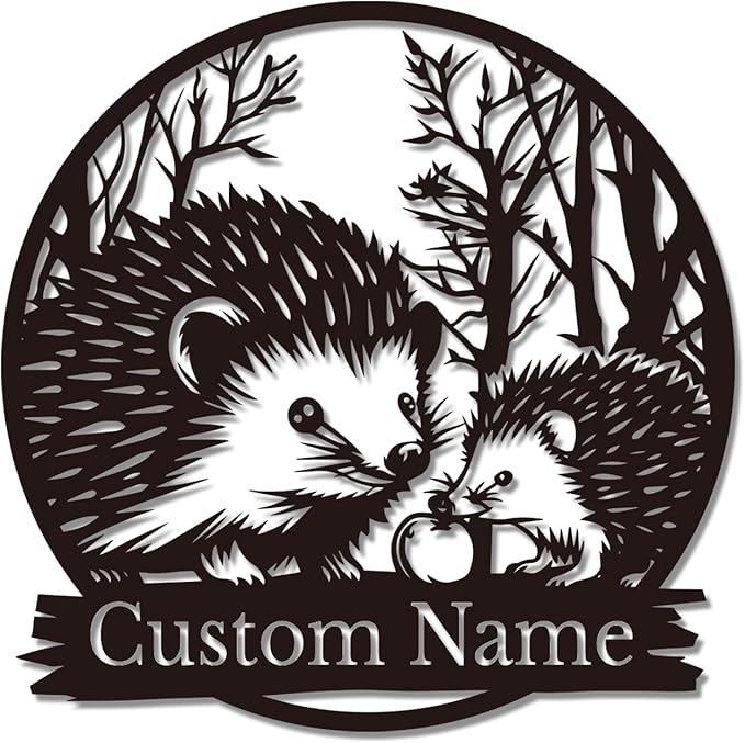 Custom Hedgehog Metal Sign, Personalized Hedgehog Metal Wall Art,Hedgehog Lovers Gift Metal Kid Room Decor,Personalized Hedgehog Lover Name Sign,Kid Nursery Decoration (Hedgehog C)