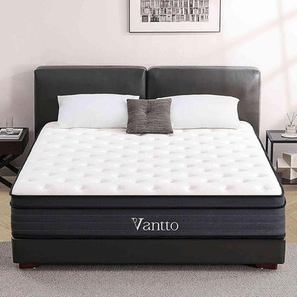 Queen Size Mattress, 12 Inch Individual Pocket Springs Hybrid Memory Foam Mattress in a Box for Pressure Relief, Motion Isolation, CertiPUR-US