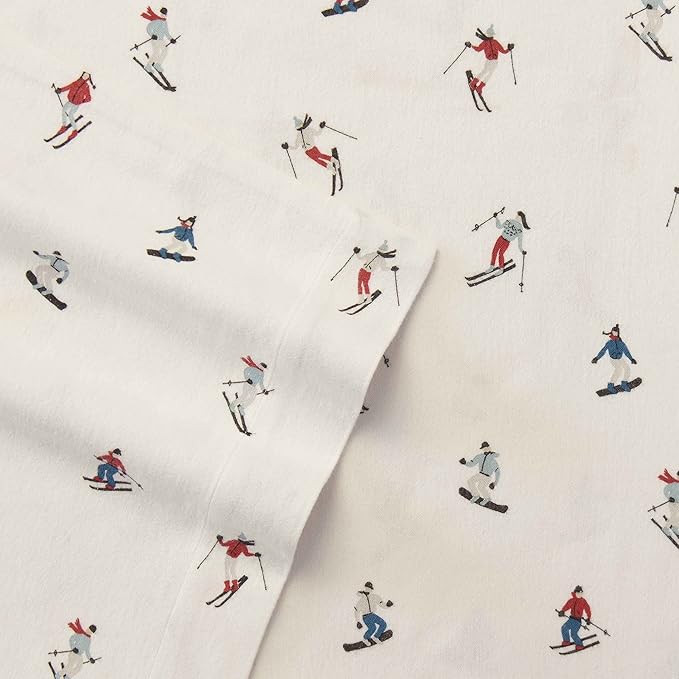 Eddie Bauer - Full Sheets, Cotton Flannel Bedding Set, Brushed for Extra Softness, Cozy Home Decor (Ski Slope, Full)