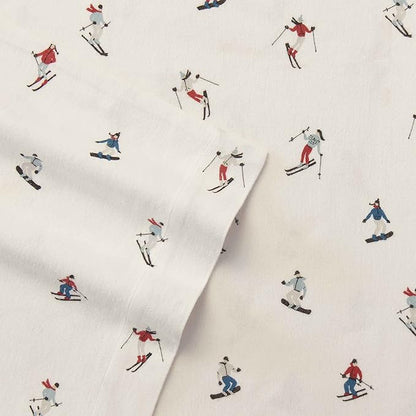 Eddie Bauer - Full Sheets, Cotton Flannel Bedding Set, Brushed for Extra Softness, Cozy Home Decor (Ski Slope, Full)