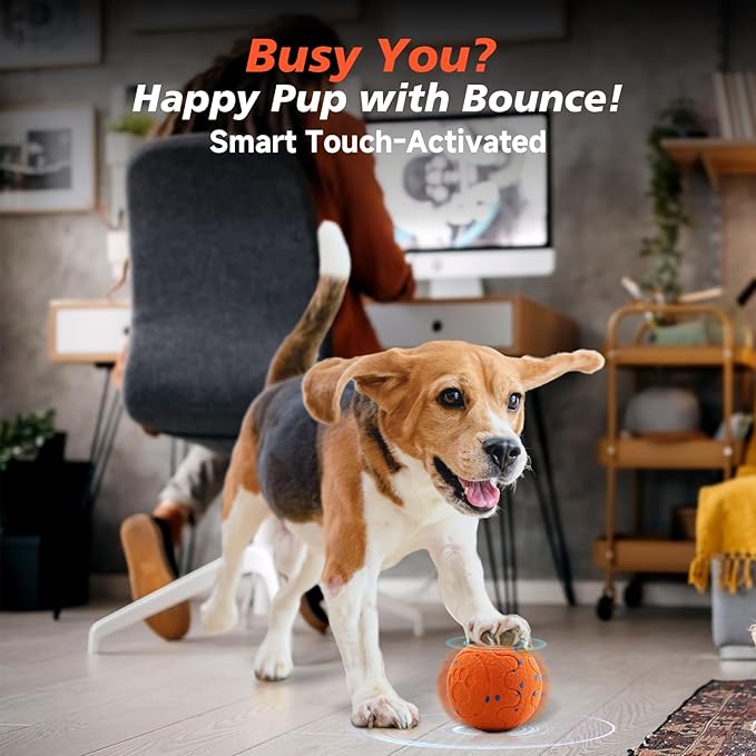Interactive Dog Ball Toy, Automatic Moving Bouncing Rotating Smart Ball with 3 Modes, Durable E-TPU Material for Medium & Large Dogs, IP54 Waterproof Stimulation Toy to Keep Dog Busy & Active-Mewly Pet