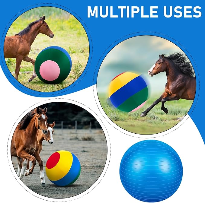 40inch Giant Herding Ball with Ball Cover Anti Burst Please Watch VCR for How to Inflation Horse Toys for Horses Stall Entertainment Play, Pump Included (Mixed Color,Classic)-Mewly Pet