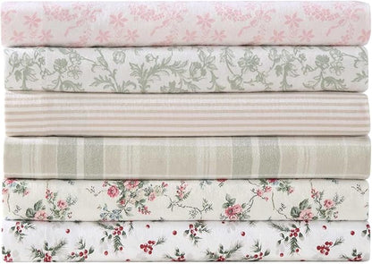 Laura Ashley - Flannel Sheets Twin Size, Anti-Pilling & Wrinkle Resistant Cotton, Touchably Soft for All-Season Comfort - Bed Sheets with Matching Pillowcase & Fitted Sheet (Berry Bright Red)