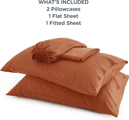 Bedsure Queen Sheet Set, Rayon Derived from Bamboo, Cooling Sheets, Breathable & Soft, Deep Pocket Up to 16 Inches, Hotel Luxury Silky Bedding for Hot Sleepers, Burnt Orange