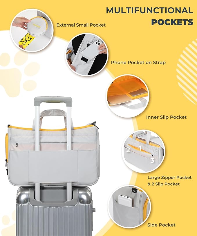 Small Dog Sling Carrier, Front Facing Dog Carrier Sling, Hands Free Pet Carriers Bag with Padded Adjustable Strap and Poop Dispenser Machine Washable for Small Dogs Cats Travel Outdoor-Grey-Mewly Pet