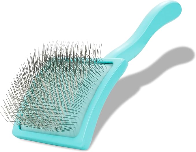 Chris Christensen Big G Dog Slicker Brush for Dogs (Goldendoodles, Labradoodles, Poodles), Groom Like a Professional, Fluff Detangle Style, Saves Time Energy, Teal, Large-Mewly Pet