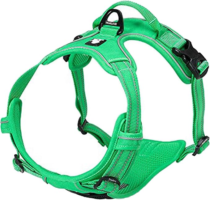 TRUE LOVE Adjustable No-Pull Dog Harness Reflective Pup Vest Harnesses Comfortable Control Brilliant Colors Truelove TLH5651(Grass Green,L)-Mewly Pet
