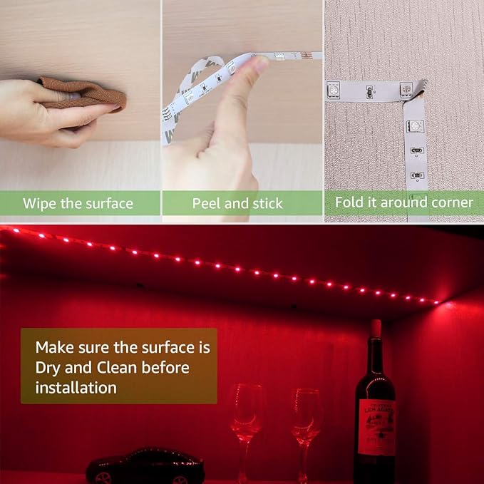 LED Strip Lights Battery Powered, 24 Keys Remote Control Light Strip for Parties, DIY Indoor Decoration, 6.56ft/2m