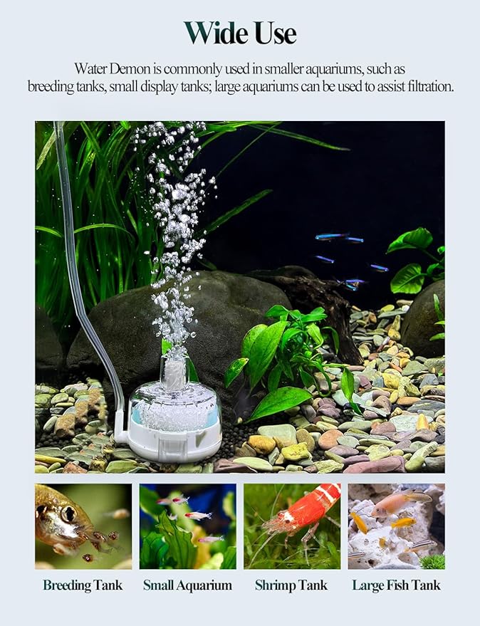 UPETTOOLS Mini Aquarium Sponge Filter, Small Fish Tank Filter Submersible Fish Filter Built-in Air Bubble Stone and Bio Balls for Fish Tanks up to 5 Gallon (Air Pump Not Included)-Mewly Pet