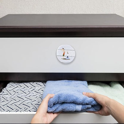 8 Pack Wooden Cabinet Knob 1-4/5inch Round Unique Fun Laundry Drawer Handles Room Knobs and Pulls