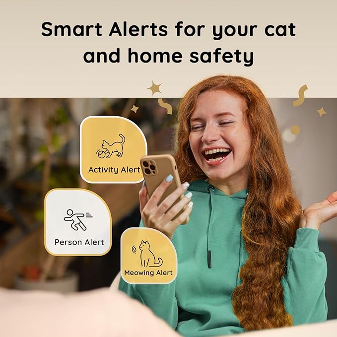 2K Pet Camera Treat Dispenser, AI Photo Album, Dog Camera with 360° Auto Tracking & 5G/2.4G WiFi, 2-Way Talk, Remote Treat Tossing, Motion Alerts for Cats Indoor-Mewly Pet