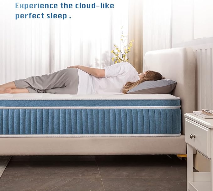 Rimensy Queen Mattress, 14 Inch Hybrid Mattress in a Box, Gel Memory Foam Mattress, Individually Wrapped Pocket Coils, Quality Comfort and Adaptive Support - Breathable, 60"*80"*14"