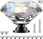 POZEAN Crystal Cabinet Knobs 12Pack, 1.57inch Dresser Knobs for Cabinet, Drawer with Two Different Sizes Screws, Diamond Glass Pulls Handles (40mm, 12Pack, Clear-Black)
