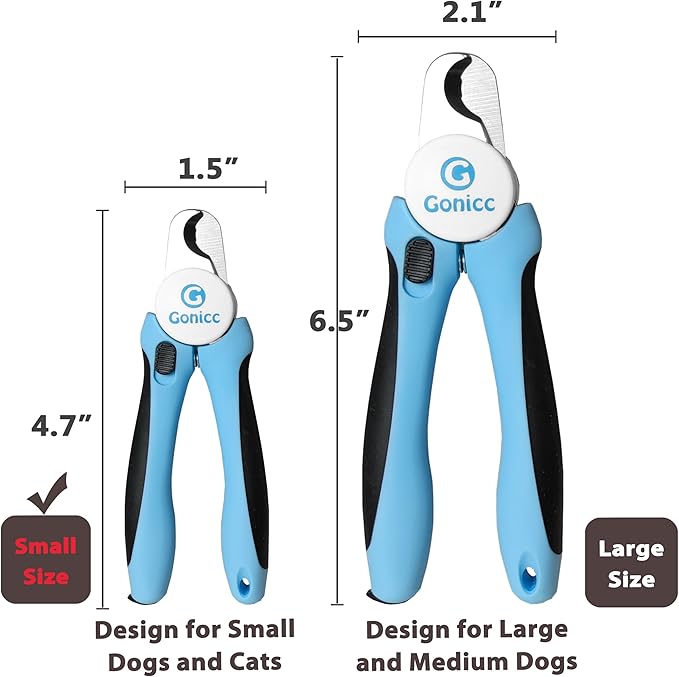 gonicc Professional Small Dog and Cat Nail Clippers Sharp Stainless Steel Pet Nail Trimmers(with Free Nail File in Handle), with Safety Guard to Avoid Overcutting-Mewly Pet