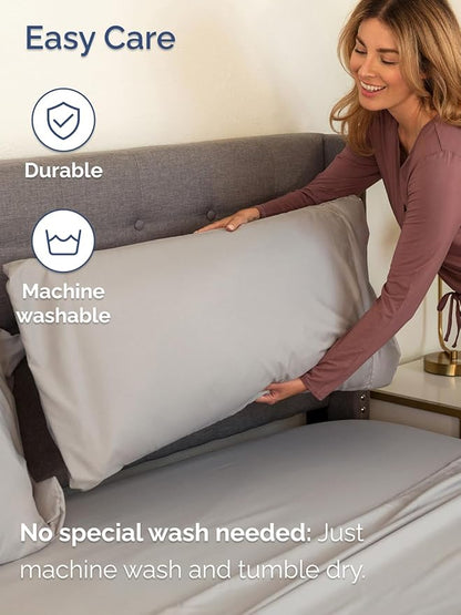 Extra Deep Full Sheet Set - 6 Piece Breathable & Cooling Sheets - Hotel Luxury Bed Sheets Set - Easy & Secure Fit - Soft, Wrinkle Free & Comfy Sheets Set - Light Grey Sheet Set with Extra Deep Pockets