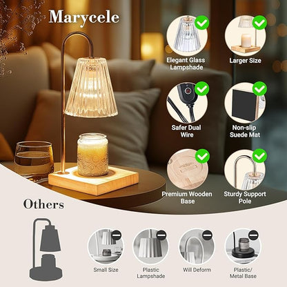 Marycele Candle Warmer with Timer, Vintage Amber Nightstand Candle Warming Lamp for Home Room Decor, Dimmable Wax Warmer for Jar Candles, Wedding Registry Gifts for Women Couples 2025